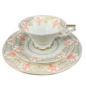 Vintage Waldershof Bavaria Germany Fine Porcelain Teacup Saucer And Plate Set
